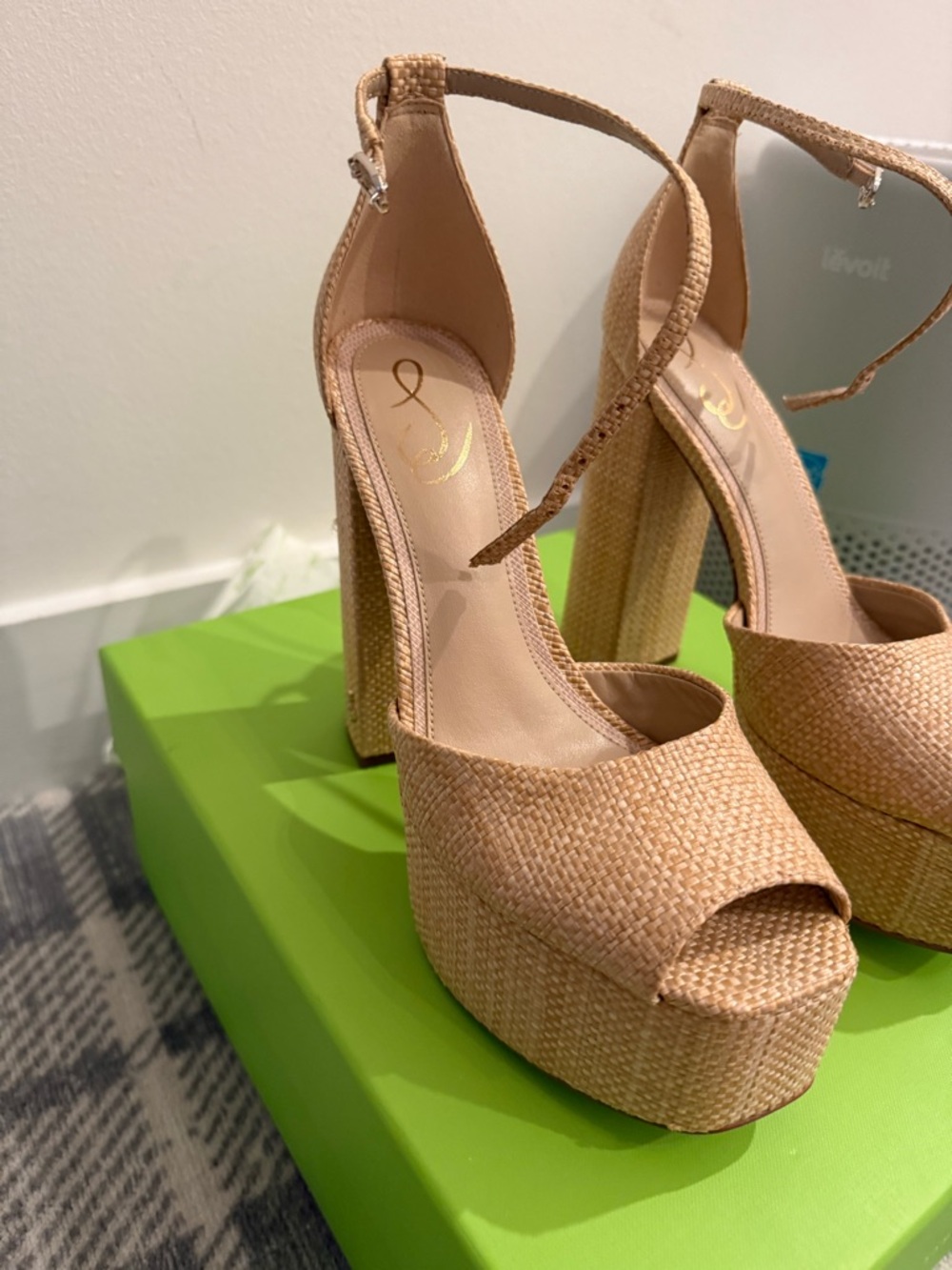 Sam Edelman Woven Platform Ankle-Strap Sandals - Natural Tan - Picture 5 of 7